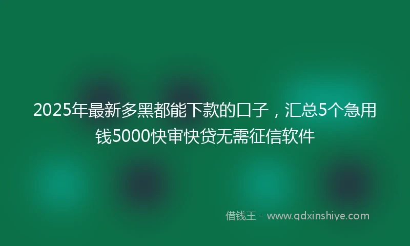 2025年最新多黑都能下款的口子，汇总5个急用钱5000快审快贷无需征信软件