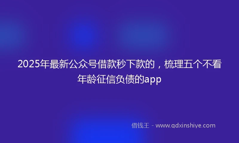 2025年最新公众号借款秒下款的，梳理五个不看年龄征信负债的app