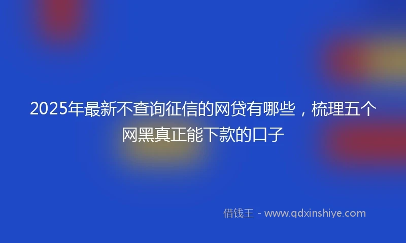 2025年最新不查询征信的网贷有哪些，梳理五个网黑真正能下款的口子