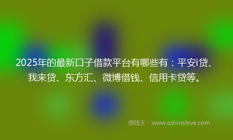 2025年的最新口子借款平台有哪些有：平安i贷、我来贷、东方汇、微博借钱、信用卡贷等。
