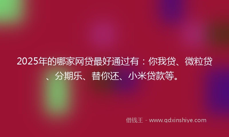 2025年的哪家网贷最好通过有：你我贷、微粒贷、分期乐、替你还、小米贷款等。