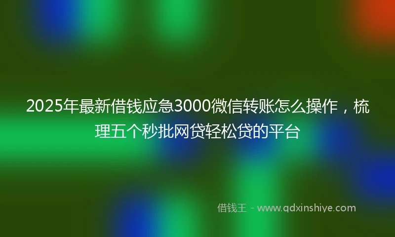 2025年最新借钱应急3000微信转账怎么操作，梳理五个秒批网贷轻松贷的平台
