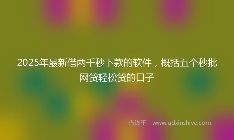 2025年最新借两千秒下款的软件，概括五个秒批网贷轻松贷的口子