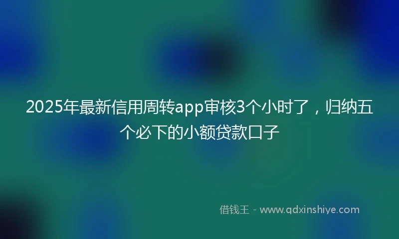 2025年最新信用周转app审核3个小时了，归纳五个必下的小额贷款口子