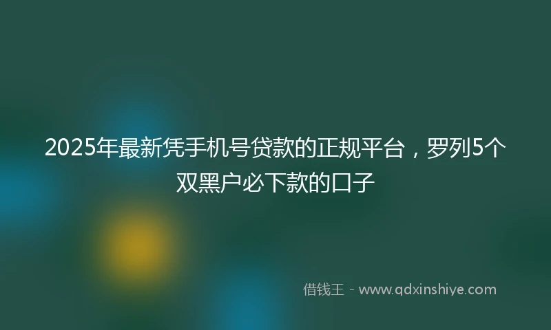 2025年最新凭手机号贷款的正规平台，罗列5个双黑户必下款的口子