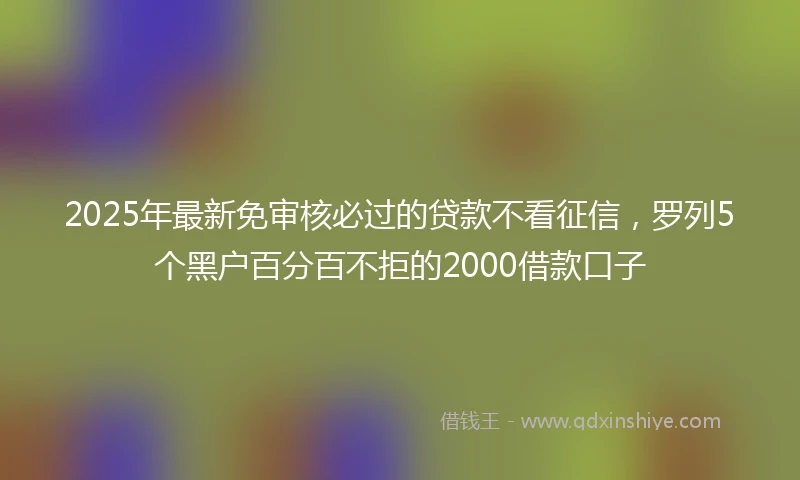 2025年最新免审核必过的贷款不看征信，罗列5个黑户百分百不拒的2000借款口子