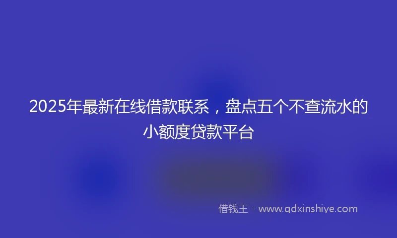 2025年最新在线借款联系，盘点五个不查流水的小额度贷款平台