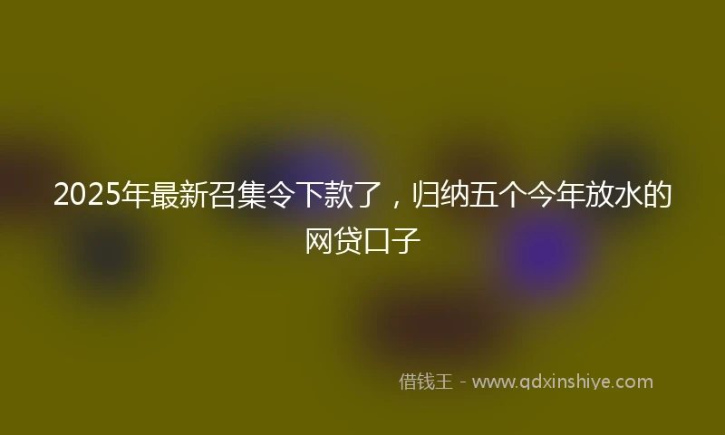 2025年最新召集令下款了，归纳五个今年放水的网贷口子