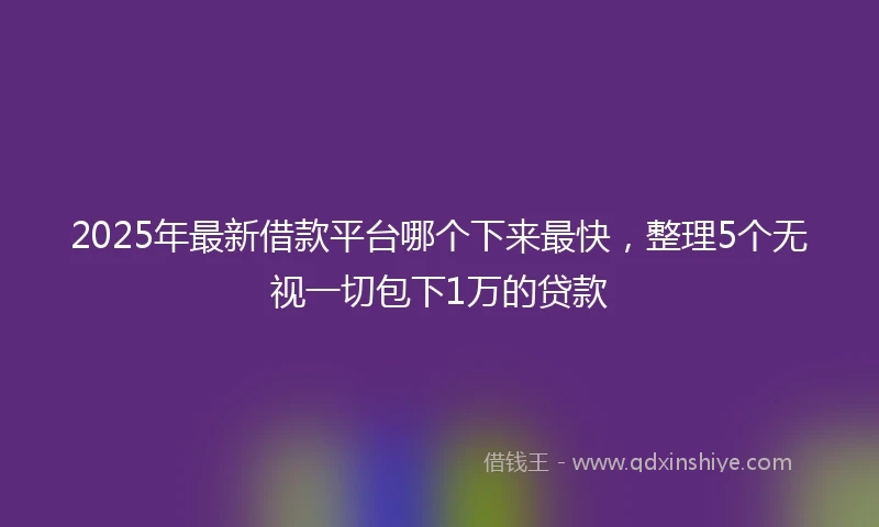 2025年最新借款平台哪个下来最快，整理5个无视一切包下1万的贷款