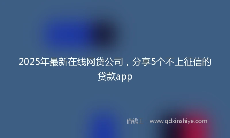 2025年最新在线网贷公司，分享5个不上征信的贷款app
