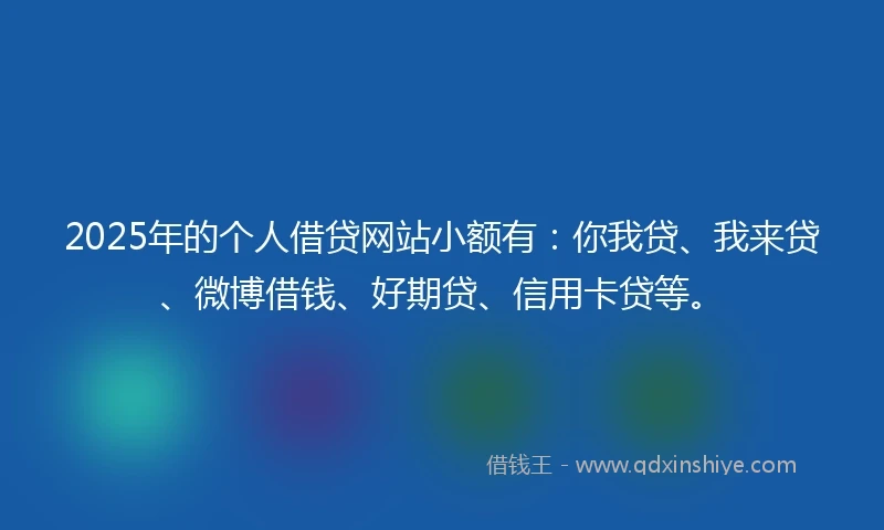 2025年的个人借贷网站小额有：你我贷、我来贷、微博借钱、好期贷、信用卡贷等。