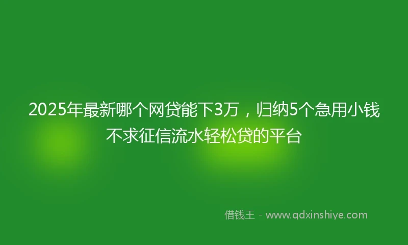2025年最新哪个网贷能下3万，归纳5个急用小钱不求征信流水轻松贷的平台