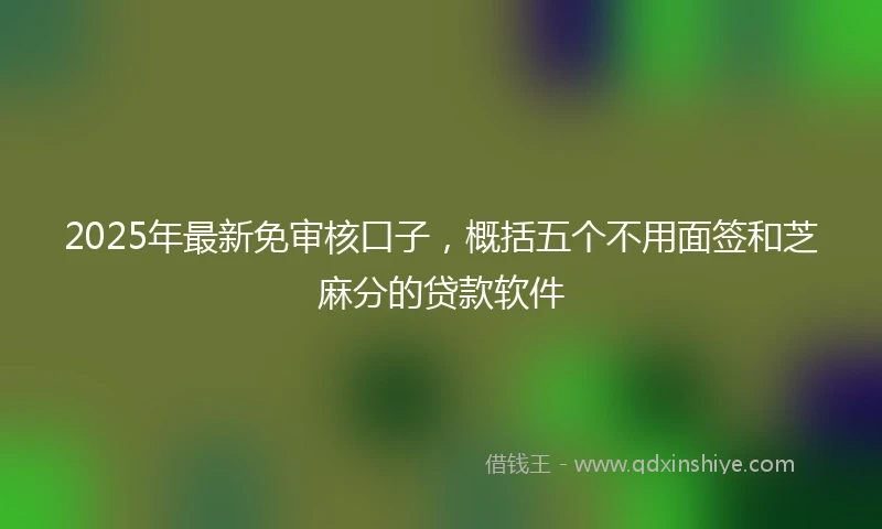 2025年最新免审核口子，概括五个不用面签和芝麻分的贷款软件