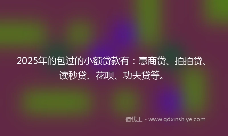 2025年的包过的小额贷款有：惠商贷、拍拍贷、读秒贷、花呗、功夫贷等。
