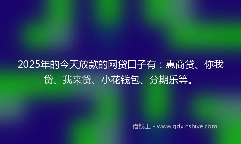 2025年的今天放款的网贷口子有：惠商贷、你我贷、我来贷、小花钱包、分期乐等。