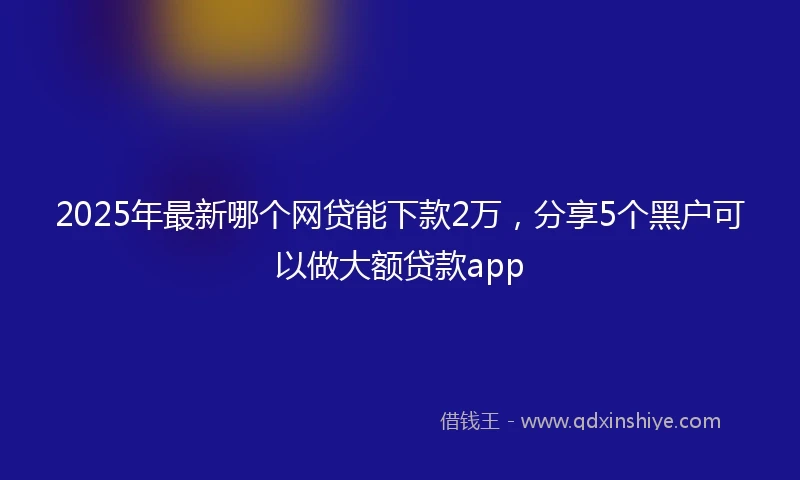 2025年最新哪个网贷能下款2万，分享5个黑户可以做大额贷款app