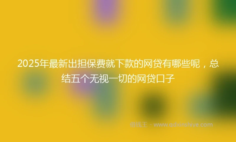 2025年最新出担保费就下款的网贷有哪些呢，总结五个无视一切的网贷口子