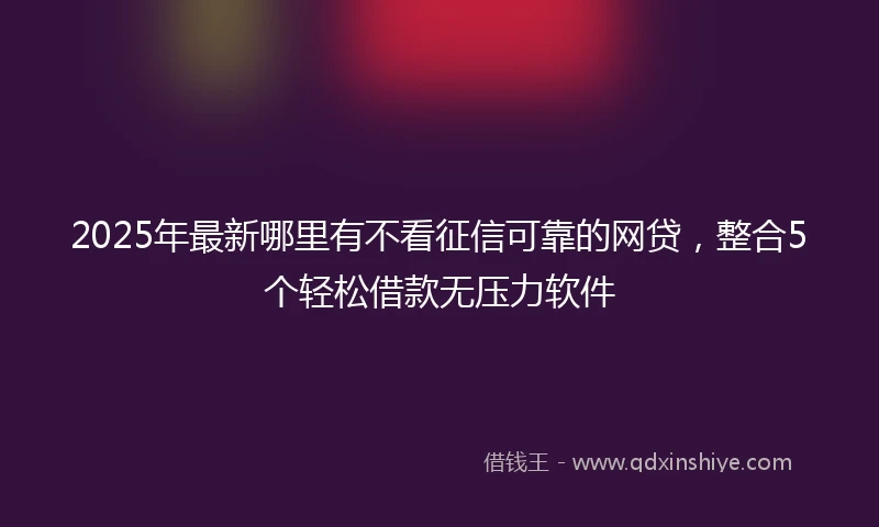 2025年最新哪里有不看征信可靠的网贷，整合5个轻松借款无压力软件