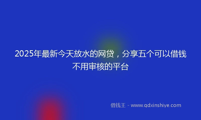 2025年最新今天放水的网贷，分享五个可以借钱不用审核的平台