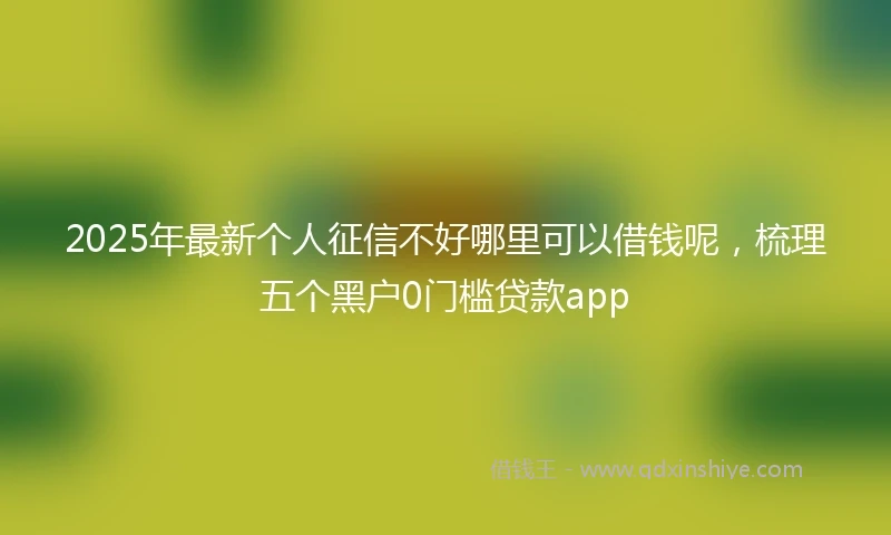 2025年最新个人征信不好哪里可以借钱呢，梳理五个黑户0门槛贷款app