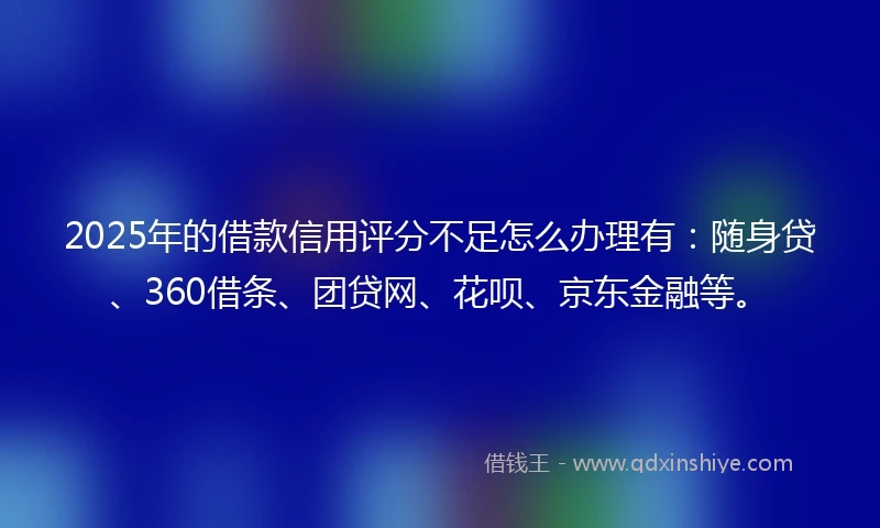 2025年的借款信用评分不足怎么办理有：随身贷、360借条、团贷网、花呗、京东金融等。