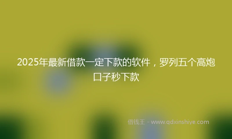 2025年最新借款一定下款的软件，罗列五个高炮口子秒下款