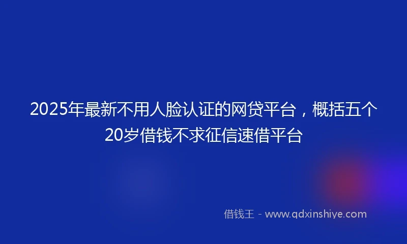 2025年最新不用人脸认证的网贷平台，概括五个20岁借钱不求征信速借平台