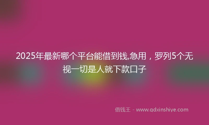 2025年最新哪个平台能借到钱,急用，罗列5个无视一切是人就下款口子