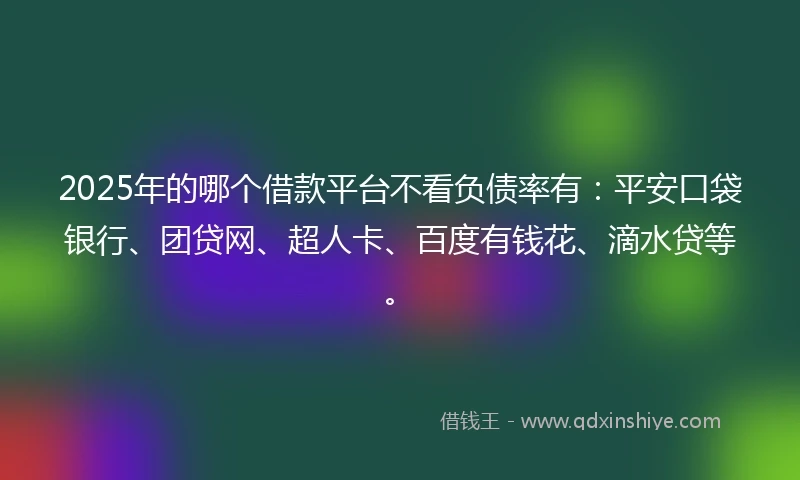 2025年的哪个借款平台不看负债率有：平安口袋银行、团贷网、超人卡、百度有钱花、滴水贷等。