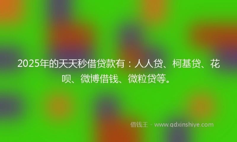 2025年的天天秒借贷款有：人人贷、柯基贷、花呗、微博借钱、微粒贷等。