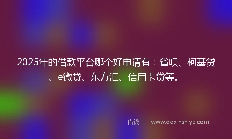 2025年的借款平台哪个好申请有：省呗、柯基贷、e微贷、东方汇、信用卡贷等。