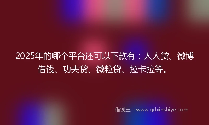 2025年的哪个平台还可以下款有：人人贷、微博借钱、功夫贷、微粒贷、拉卡拉等。