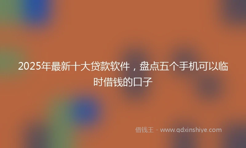 2025年最新十大贷款软件，盘点五个手机可以临时借钱的口子