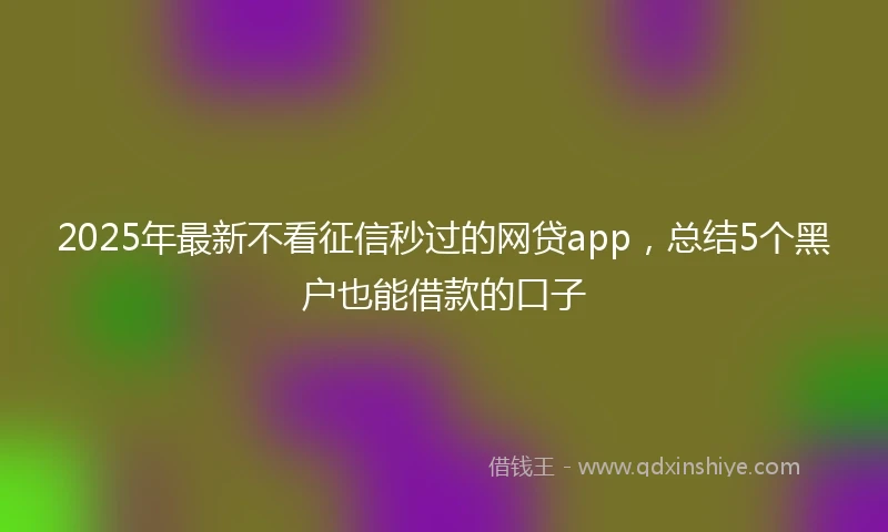 2025年最新不看征信秒过的网贷app，总结5个黑户也能借款的口子