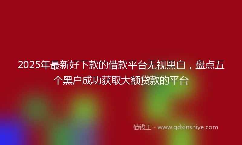 2025年最新好下款的借款平台无视黑白，盘点五个黑户成功获取大额贷款的平台