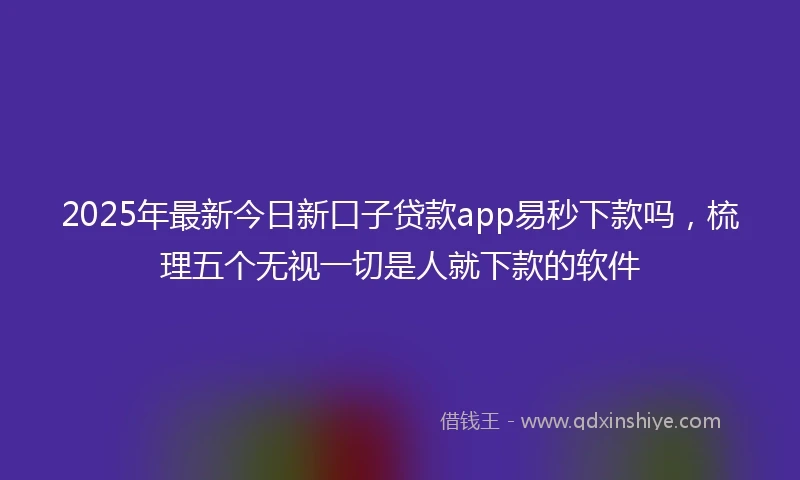 2025年最新今日新口子贷款app易秒下款吗，梳理五个无视一切是人就下款的软件