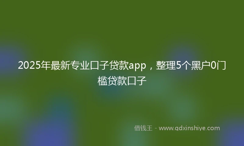 2025年最新专业口子贷款app，整理5个黑户0门槛贷款口子
