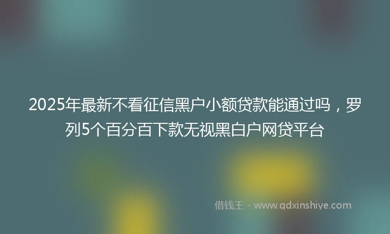 2025年最新不看征信黑户小额贷款能通过吗，罗列5个百分百下款无视黑白户网贷平台