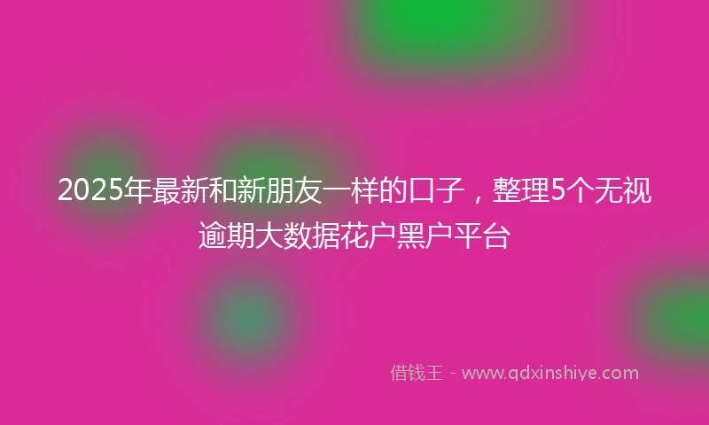 2025年最新和新朋友一样的口子，整理5个无视逾期大数据花户黑户平台