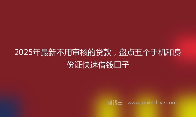 2025年最新不用审核的贷款，盘点五个手机和身份证快速借钱口子