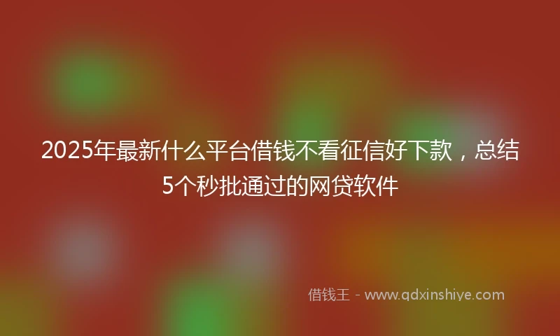 2025年最新什么平台借钱不看征信好下款，总结5个秒批通过的网贷软件