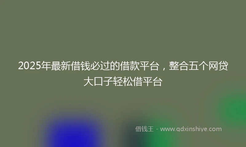 2025年最新借钱必过的借款平台，整合五个网贷大口子轻松借平台