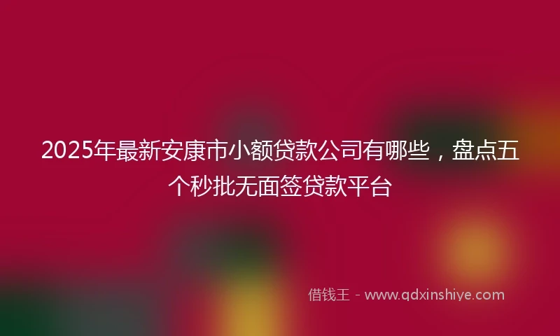 2025年最新安康市小额贷款公司有哪些，盘点五个秒批无面签贷款平台