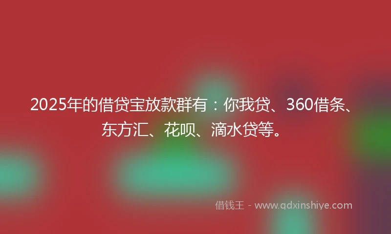 2025年的借贷宝放款群有：你我贷、360借条、东方汇、花呗、滴水贷等。