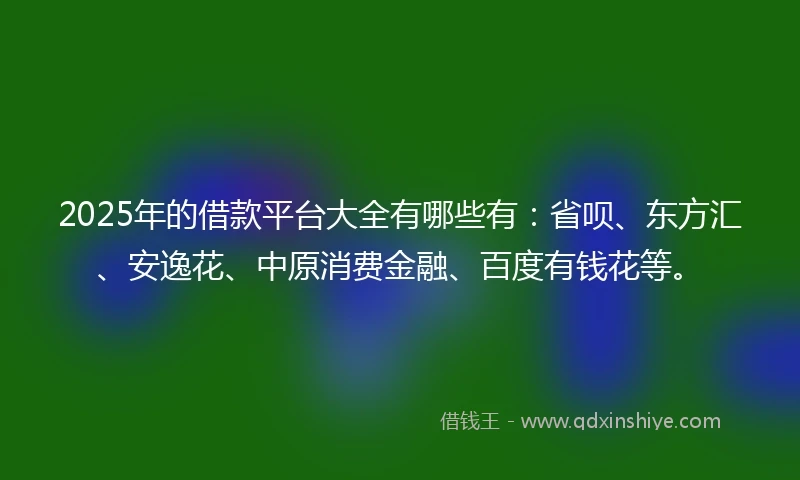 2025年的借款平台大全有哪些有：省呗、东方汇、安逸花、中原消费金融、百度有钱花等。