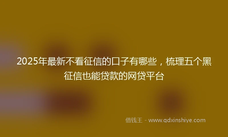 2025年最新不看征信的口子有哪些，梳理五个黑征信也能贷款的网贷平台