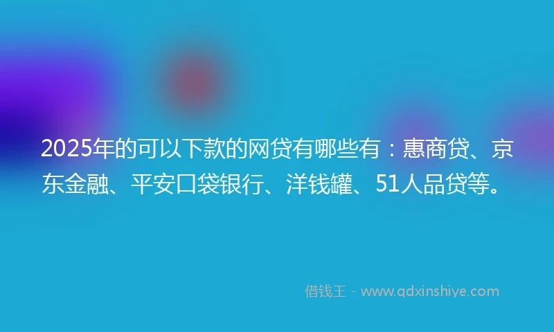 2025年的可以下款的网贷有哪些有：惠商贷、京东金融、平安口袋银行、洋钱罐、51人品贷等。