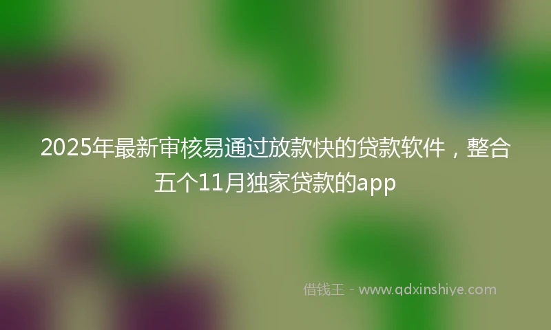 2025年最新审核易通过放款快的贷款软件，整合五个11月独家贷款的app