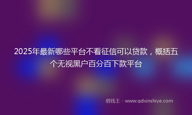 2025年最新哪些平台不看征信可以贷款，概括五个无视黑户百分百下款平台