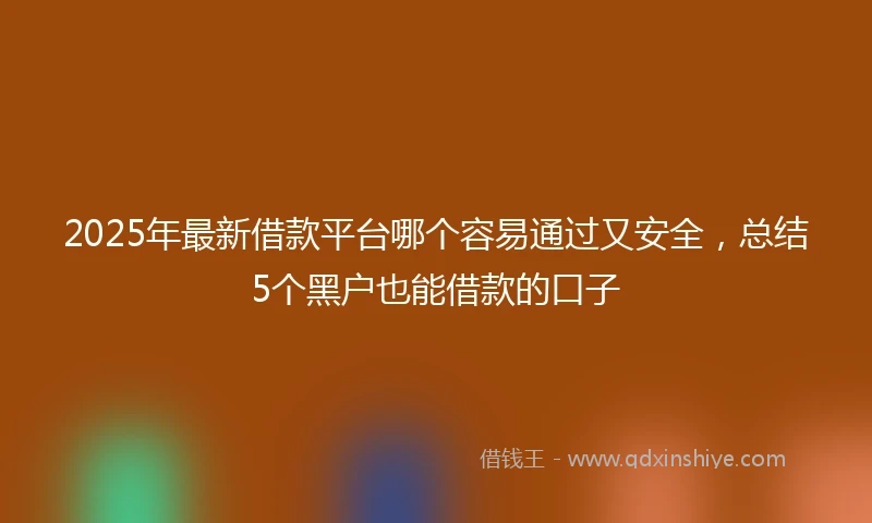 2025年最新借款平台哪个容易通过又安全，总结5个黑户也能借款的口子